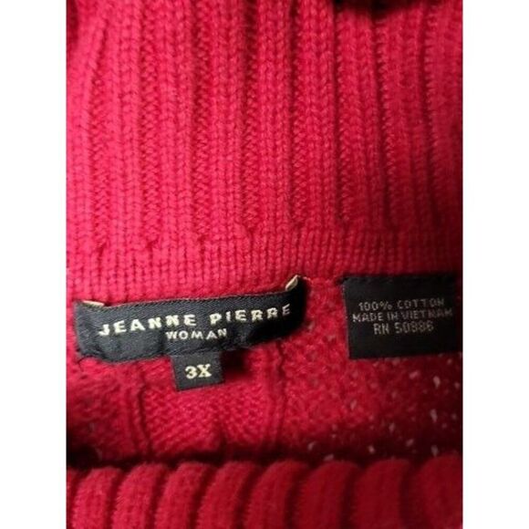 Jeanne Pierre Turtleneck Sweater Women Sz 3XL Cable Knit Maroon Festive Winter - Picture 6 of 7